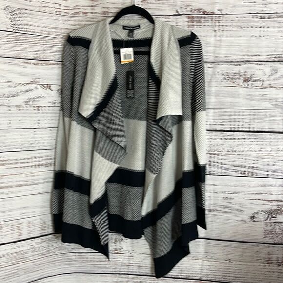 Cable & gauge Open Cardigan Womens Size Small Bold striped Knit sweater Duster - Picture 6 of 8